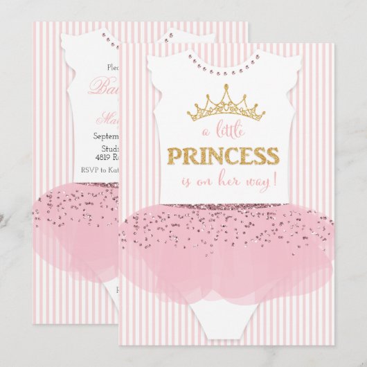 Eine kleine Einladung Prinzessin-Babyparty (Vorne/Hinten)