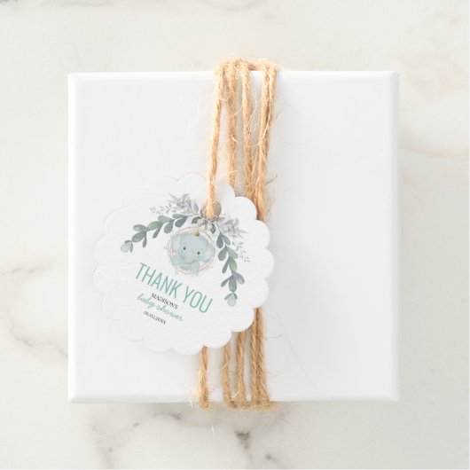 Eine kleine Elefantenjunge Babydusche Geschenkanhänger (Beispiel)