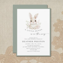 Eine kleine elegante Hase-Sagegrün-Baby-Party