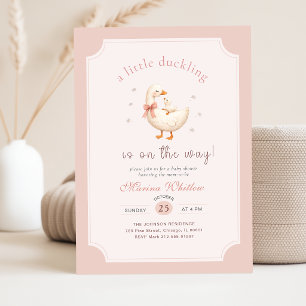 Eine kleine Enten-Gans rosa Schleife Baby Shower Einladung