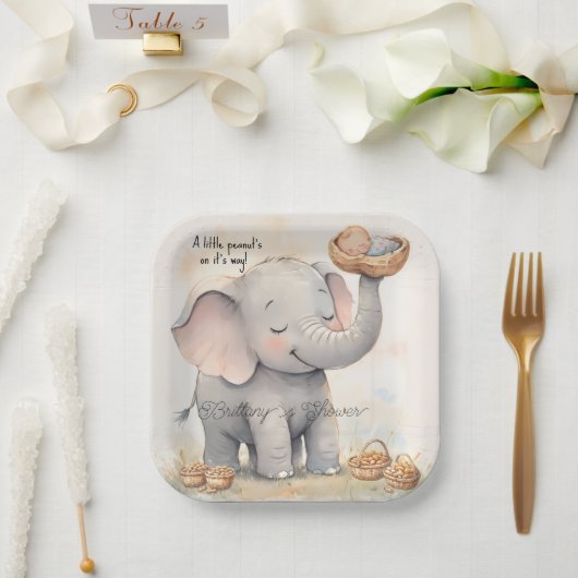 Eine kleine Erdnuss-Baby-Party Pappteller (Hochzeit)