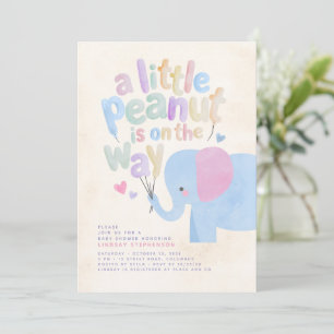 Eine kleine Erdnuss-Elefanten-Weichpastell-Babypar Einladung