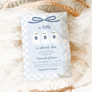 Eine kleine Eule ist fällig - Baby Shower mit blau Einladung