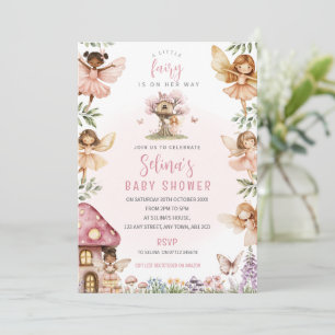 Eine kleine Fee Baby Shower Einladung Rosa Wald