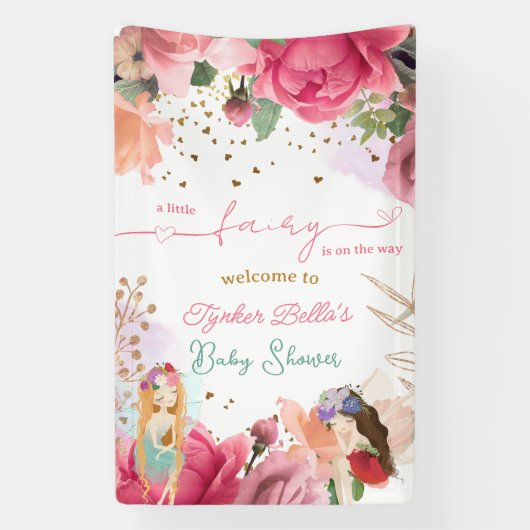 Eine kleine Fee ist auf dem Weg zur Kinderdusche. Banner (Vertikal)