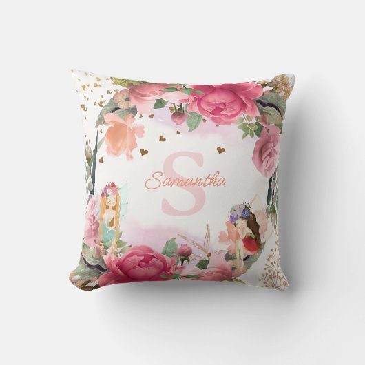 Eine kleine Fee ist auf dem Weg zur Kinderdusche. Kissen (Vorderseite)