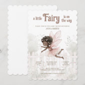 "Eine kleine Fee ist unterwegs" Babydusche Einladung (Vorne/Hinten)