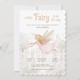 "Eine kleine Fee ist unterwegs" Babydusche Einladung