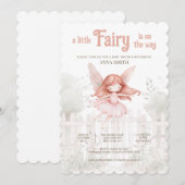 "Eine kleine Fee ist unterwegs" Babydusche Einladung (Vorne/Hinten)