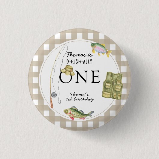 Eine kleine Fischerman Birthday Party Button (Vorderseite)