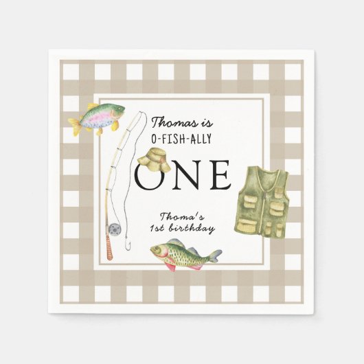 Eine kleine Fischerman Birthday Party Serviette (Vorderseite)