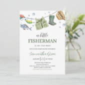 Eine kleine Fisherman Baby-Dusche Einladung (Stehend Vorderseite)