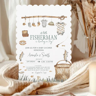 Eine kleine Fisherman Watercolor Babydusche Einladung
