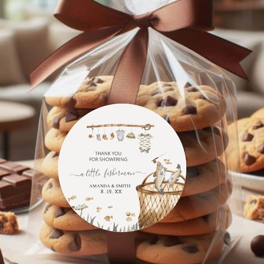 Eine kleine Fisherman Watercolor Babydusche Runder Aufkleber