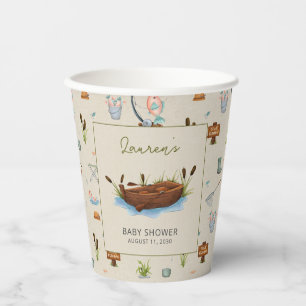 Eine kleine Fisherman Watercolor Script Baby Dusch Pappbecher