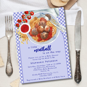 Eine kleine Fleischkugel ist auf dem Weg Blaue Bab Einladung