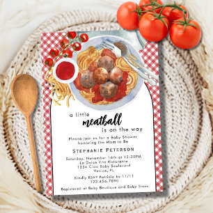 Eine kleine Fleischkugel ist auf dem Weg Rote Baby Einladung