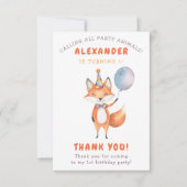 Eine kleine Fox-Geburtstagsparty Dankeskarte (Vorderseite)