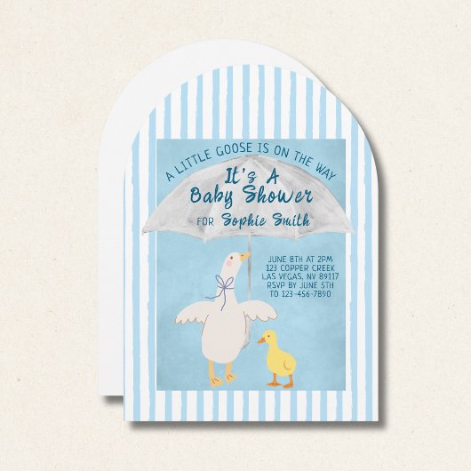 Eine kleine Gans ist unterwegs eine Babydusche Einladung