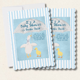 Eine kleine Gans ist unterwegs mit einer Schuhscha Einladung