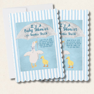 Eine kleine Gans ist unterwegs mit einer Schuhscha Einladung