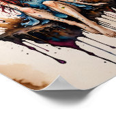 Eine kleine geflügelte Fee in Aquarell auf Pergame Poster (Ecke)