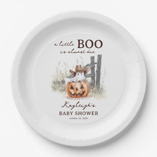 Eine kleine Geist ist fällig Western Halloween Bab Pappteller (Vorderseite)