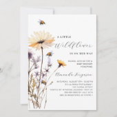 Eine kleine, gelbe lila Babydusche in Wildblume Einladung (Vorderseite)