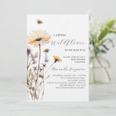 Eine kleine, gelbe luxuriöse Babydusche aus Wildbl Einladung (Stehend Vorderseite)