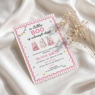 Eine kleine gestreifte Boo Mädchen Baby Shower Ein Einladung
