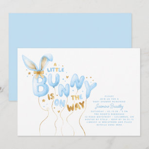 Eine kleine Häschen-Baby-Party-Einladung Gold Blau Einladung