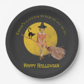 Eine kleine Hexe in ganz uns Halloween Pappteller (Vorderseite)