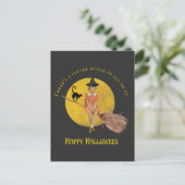 Eine kleine Hexe in ganz uns Halloween Postkarte (Stehend Vorderseite)