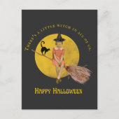 Eine kleine Hexe in ganz uns Halloween Postkarte (Vorderseite)