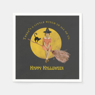 Eine kleine Hexe in ganz uns Halloween Serviette