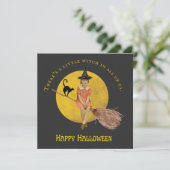 Eine kleine Hexe in unserem Halloween-Flachkarte (Stehend Vorderseite)