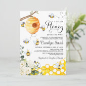 Eine kleine Honey Bee Baby Dusche Einladung (Stehend Vorderseite)