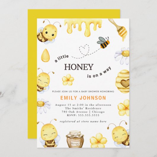 Eine kleine Honey Bee Baby Dusche Einladung (Vorne/Hinten)