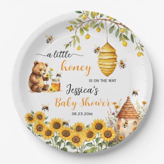 Eine kleine Honey Bee Baby Dusche Pappteller (Vorderseite)