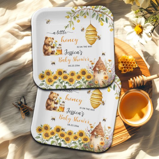 Eine kleine Honey Bee Baby Dusche Pappteller