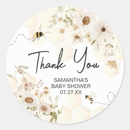 Eine kleine Honey Bee Baby Dusche Runder Aufkleber (Vorderseite)