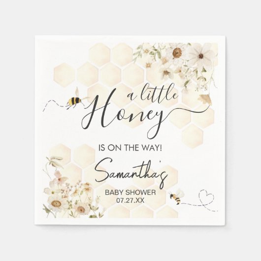 Eine kleine Honey Bee Baby Dusche Serviette (Vorderseite)