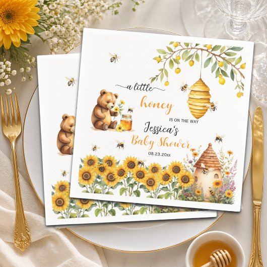 Eine kleine Honey Bee Baby Dusche Serviette