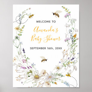 Eine kleine Honey Bee Wildblume Baby Dusche Willko Poster