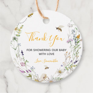 Eine kleine Honey Bee Wildblume Babydusche Geschenkanhänger