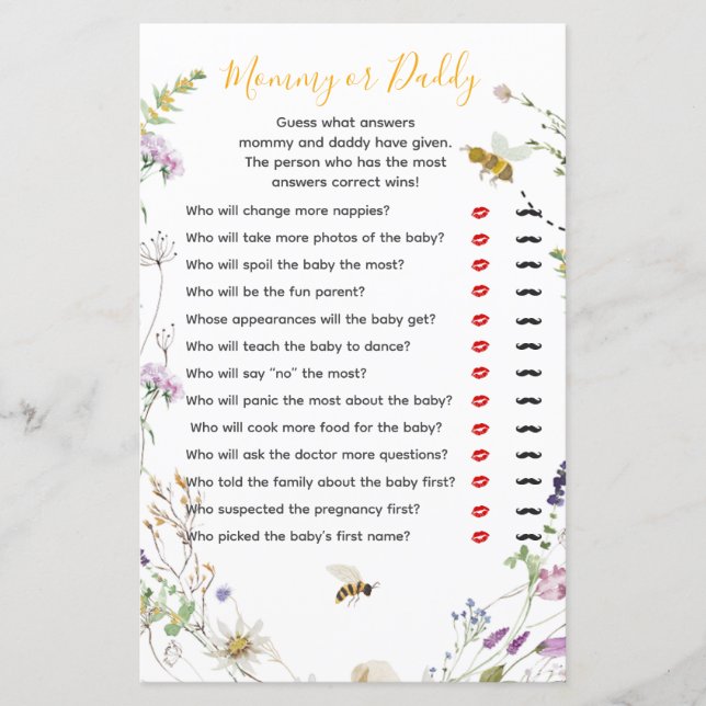 Eine kleine Honey Bee Wildblume Mommy oder Daddy (Vorderseite)