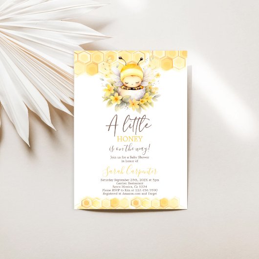 Eine kleine Honig-Neutral-Baby-Dusche Einladung
