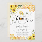 Eine kleine Honig-Sonnenblumendusche Einladung (Vorne/Hinten)