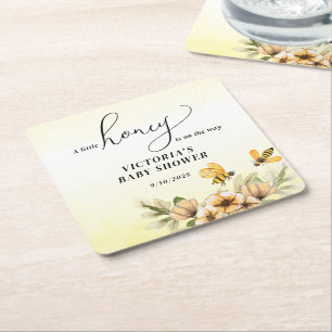 Eine kleine Honigbiene ist auf dem Weg Baby Shower Rechteckiger Pappuntersetzer