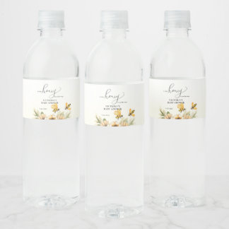 Eine kleine Honigbiene ist auf dem Weg Baby Shower Wasserflaschenetikett